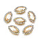 Sew on Rhinestone, Transparent Glass Rhinestone, with Iron Prong Settings, Faceted, Horse Eye, Gold Quartz, 20x12x6mm, Hole: 1.2mm