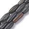 Natural Weathered Agate Beads Strands, Dyed & Heated, Oval, Black, 23.5~32.5x8~13mm, Hole: 2mm, about 13pcs/strand, 14.57''~15.55''(37~39.5cm)