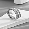 304 Stainless Steel Crystal Rhinestone Finger Rings, Stainless Steel Color, US Size 7(17.3mm)