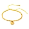 Yellow Opal Braided Bead Bracelet, Adjustable Bracelet with Flat Round Charms,