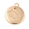 Brass with Clear Cubic Zirconia Pendants, with Jump Rings, Flat Round, Gemini, 15.5x2mm, Hole: 3.5mm