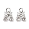 Brass Micro Pave Cubic Zirconia Pendants, Cherry, with Jump Ring, Platinum, Clear, 9.5x9x2mm, Hole: 3.5mm