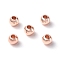Brass Beads, Round, Rack Plating, Long-Lasting Plated, Lead Free & Cadmium Free, Rose Gold, 4x3mm, Hole: 1.8mm