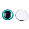 Glass Cabochons, Half Round with Eye, Dark Turquoise, 20x6.5mm