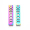 Ion Plating(IP) 201 Stainless Steel Pendants, Rectangle with Phase of the Moon, Rainbow Color, 26x6x1.5mm, Hole: 2mm