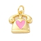 Brass Pendants, Telephone with Heart, with Enamel, Long-Lasting Plated, Real 18K Gold Plated, 14x14mm, Hole: 3mm