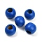 Spray Painted Wood Beads, Round, Blue, 19~20mm, Hole: 9~9.5mm