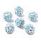 Handmade Polymer Clay Rhinestone Beads, with Reisn & ABS Pave Disco Ball Beads, Round with Flower, Light Blue, 18mm, Hole: 2mm