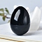 Natural Obsidian Carved Healing Egg Figurines, Reiki Energy Stone Display Decorations, 50x35mm