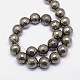 Chapelets de perles de pyrite naturelle  G-L031-14mm-03-3