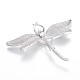 Dragonfly Brass Micro Pave Cubic Zirconia Brooch Findings KK-E671-32P-1