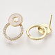 Brass Micro Pave Clear Cubic Zirconia Stud Earring Findings KK-T054-39G-NF-2