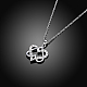 Silver Plated Brass Cubic Zirconia Heart To Heart Pendant Necklaces NJEW-BB16170-4