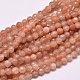 Faceted Natural Sunstone Round Beads Strands G-F266-21-6mm-1