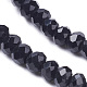 Black Faceted Glass Rondelle Beads Strands X-GLAA-F003-B04-3