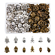 Superfindings circa 120 pz 12 pendenti con teschio di halloween in stile tibetano pendente in lega in stile antico scheletro con ciondoli per orecchino collana braccialetto creazione di gioielli artigianato fai da te SKUL-FH0001-01-1