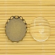 アンティークブロンズ真鍮のカボションのセッティングやDIYジュエリーには楕円形の透明なクリアガラスカボション  鉛フリー＆カドミウムフリー  アンティークブロンズ  カボション：19x14mm  トレイ：13x18mm  ガラス：18x13x4.5ミリ KK-MSMC015-14-3