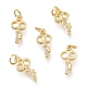 Brass Micro Pave Clear Cubic Zirconia Charms ZIRC-I048-12G-1