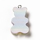 虹色の半透明樹脂ペンダント  グリッターベアチャーム  プラチナトーンの鉄ループ付き  カラフル  32x19x8.5mm  穴：2mm CRES-K010-01A-2