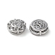 Flat Round Rhodium Plated 925 Sterling Silver Hollow Out Beads STER-D005-02P-2