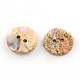 Coquille d'ormeau ronde plate à 2 trou/boutons de coquille de paua BSHE-Q026-01-2