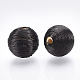Wood Beads Covered with Polyester Cord Wire WOVE-S117-20mm-01-1