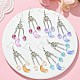 4 Pairs 4 Colors Glass Moon with Star Long Drop Earrings EJEW-TA00276-3