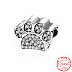 Dog's Paw Prints 925 Sterling Silver Cubic Zirconia European Stopper Beads STER-BB15831-8
