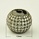 Brass Cubic Zirconia Beads ZIRC-D003-12mm-2B-1