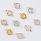 DICOSMETIC 10Pcs 5 Colors Cubic Zirconia Connector Charms Flat Round Aquamarine Connector Charms Pink/Gold/Sandy Brown/White Stone Pendant Connectors with 0.9mm Hook for DIY Jewelry Making KK-DC0002-65-3