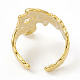 Ионное покрытие (ip) 304 кольцо из нержавеющей стали с широким цветком и открытым манжетом для женщин X-RJEW-G275-05G-3