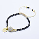 Bracelets de perles tressées en tourmaline noire naturelle BJEW-I258-J03-1