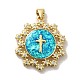 Rack Plating Brass Micro Pave Cubic Zirconia with Synthetic Opal Pendants KK-D088-05G-2