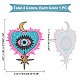 AHADERMAKER 4Pcs 4 Colors Heart with Evil Eye & Moon & Star Pattern Cloth Computerized Embroidery Iron On/Sew On Patches PATC-GA0001-06-2