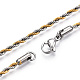 Collar de cadenas de cuerda de acero inoxidable de dos tonos 304 para hombres y mujeres NJEW-N052-02-3