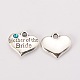 Wedding Theme Antique Silver Tone Tibetan Style Alloy Heart with Mother of the Bride Rhinestone Charms X-TIBEP-N005-18D-1