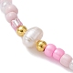 Set di 3 braccialetti con perline intrecciate di semi di vetro e perle naturali in 3 colori BJEW-JB09534-4