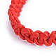 調節可能なナイロンコード編みブレスレット  赤い紐のブレスレット  非磁性の合成ヘマタイトビーズで  レッド  2-1/8インチ〜3-3/8インチ（5.3~8.4cm） BJEW-JB04415-02-2
