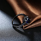 トレンディな真鍮ガラスラインストーンの指輪  ラウンド  サイズ8  ブルー  ガンメタ色  18.1mm RJEW-BB18916-8-6