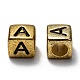 アクリルビーズ  水平穴  メタリックメッキ  文字付きのキューブ  a～zの文字  934個/箱 PACR-X0001-07-3