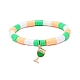 Saint Patrick's Day Freshwater Pearl & Handmade Polymer Clay Heishi Stretch Bracelets Sets BJEW-JB08768-2