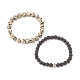 Ensemble de bracelets extensibles en jaspe dalmatien naturel et roche de lave 2pcs 2 styles BJEW-JB08193-02-4