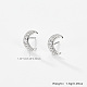 Boucles d'oreilles à tige en argent sterling plaqué rhodium en forme de lune 925 et zircone cubique pour femme UK6907-4-2