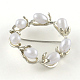 Broches de seguridad de abalorios de perlas naturales JEWB-R009-02-1