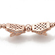 Brass Braided Bead Bracelets ZIRC-T006-22RG-01-3