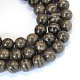 Piedra natural de encaje negro de madera hebras de perlas redondas X-G-E334-10mm-03-1