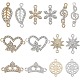 SUNNYCLUE 56Pcs 14 Style Alloy Crystal Rhinestone Connector Charms FIND-SC0007-90-1