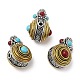 Perlas de gurú de 3 agujero de aleación de estilo tibetano chapado en estante FIND-B023-07-1