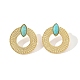 201 Stainless Steel Donut Stud Earrings with Synthetic Turquoise Horse Eye EJEW-D084-12G-1