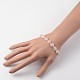 Heart Rose Quartz Stretch Bracelets BJEW-JB02066-03-3